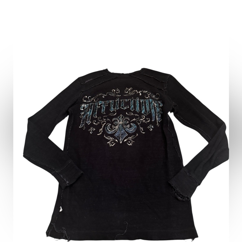 Affliction American Customs Oak Aged Reversible Thermal Med Indian Chief Scull - Picture 5 of 9